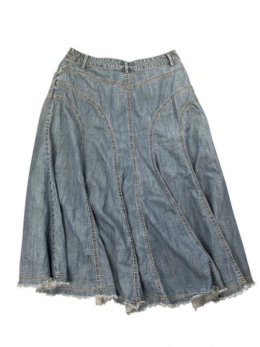 back view, Faded Glory Vintage Flared Long Denim Skirt, vintage Y2K second hand piece