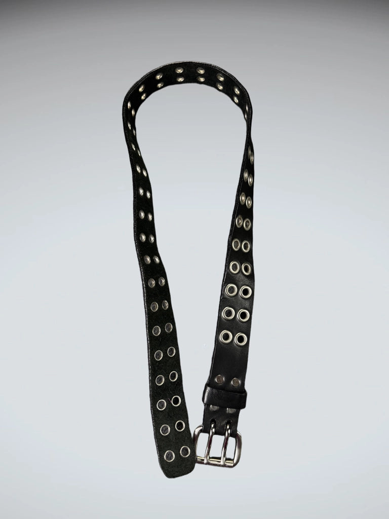 back view, Iconic Grunge Double Grommet Black Belt (ONESIZE), vintage Y2K second hand piece