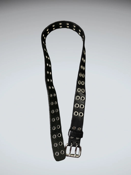 back view, Iconic Grunge Double Grommet Black Belt (ONESIZE), vintage Y2K second hand piece