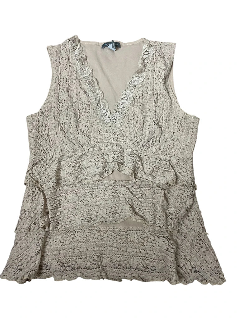 detail view, Apt.9 Softcore – Nude Crochet Sleeveless, vintage Y2K second hand piece