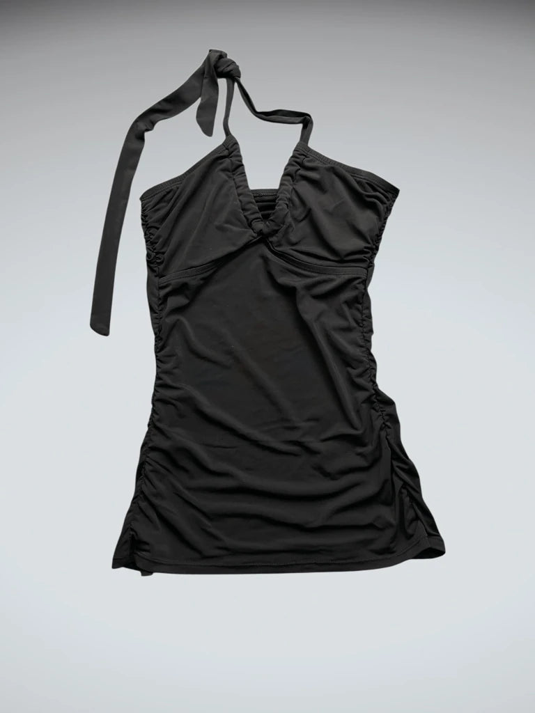 front view, Jantzen Black Halter Bikini Style Top, vintage Y2K second hand piece