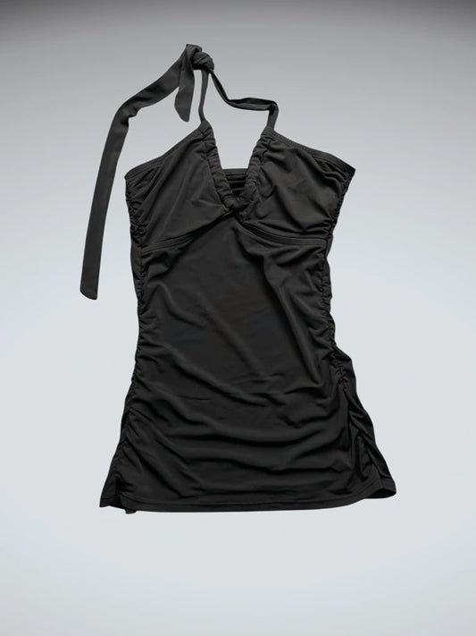 front view, Jantzen Black Halter Bikini Style Top, vintage Y2K second hand piece