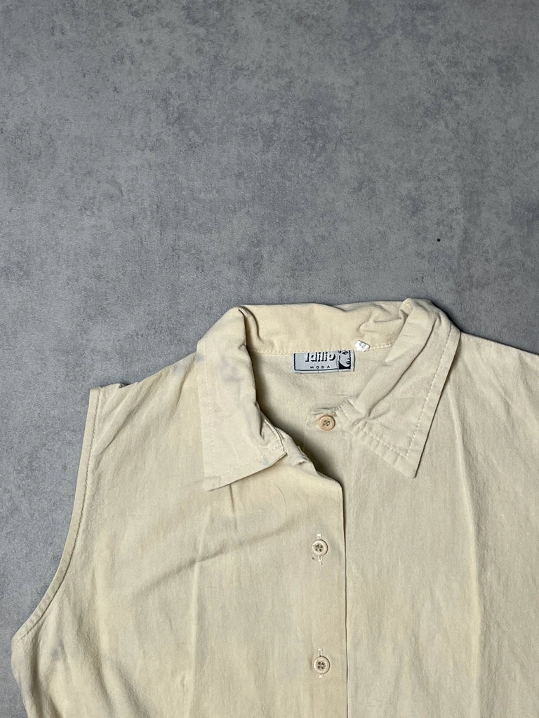 detail view, Lailio Beige Sleeveless Shirt, vintage Y2K second hand piece