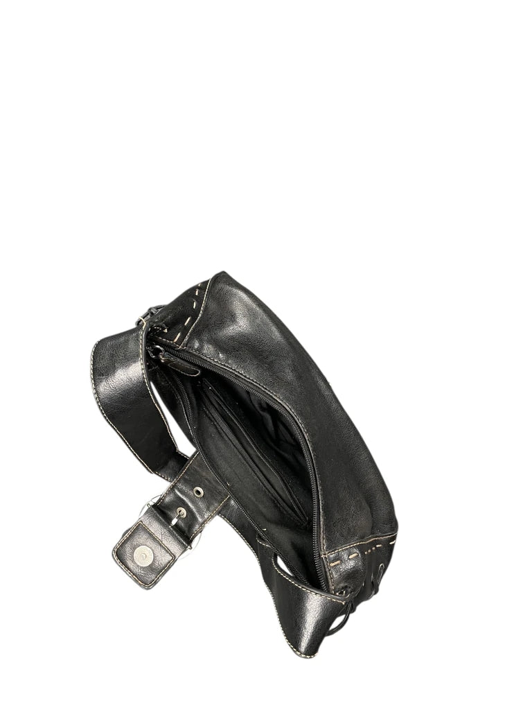 detail view, Black Ring Buckle Shoulder Bag (ONESIZE), vintage Y2K second hand piece