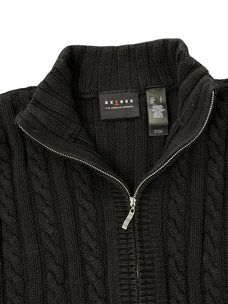 detail view, Black Axcess Zip Cardigan, vintage Y2K second hand piece, image 5