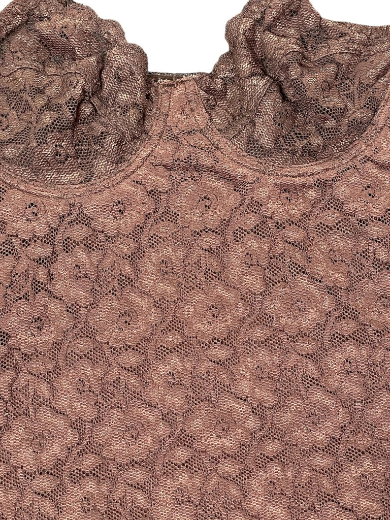 detail view, Brown Floral Lace Camisole, vintage Y2K second hand piece, image 4
