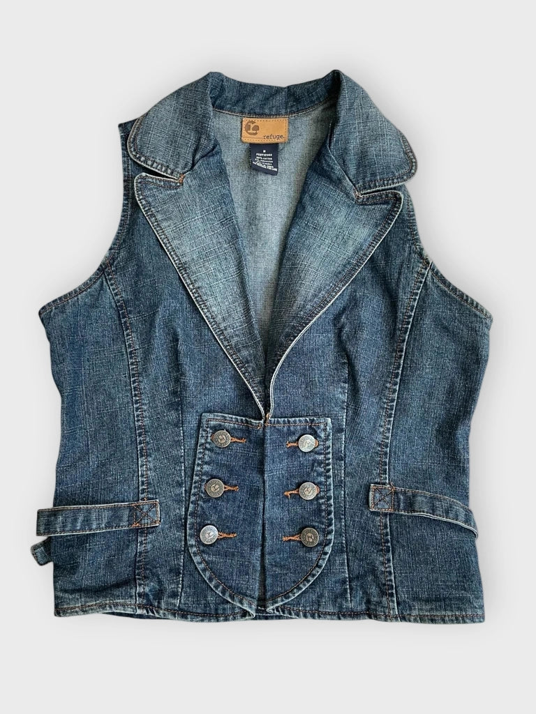 rebel brass – dark denim vest (M)