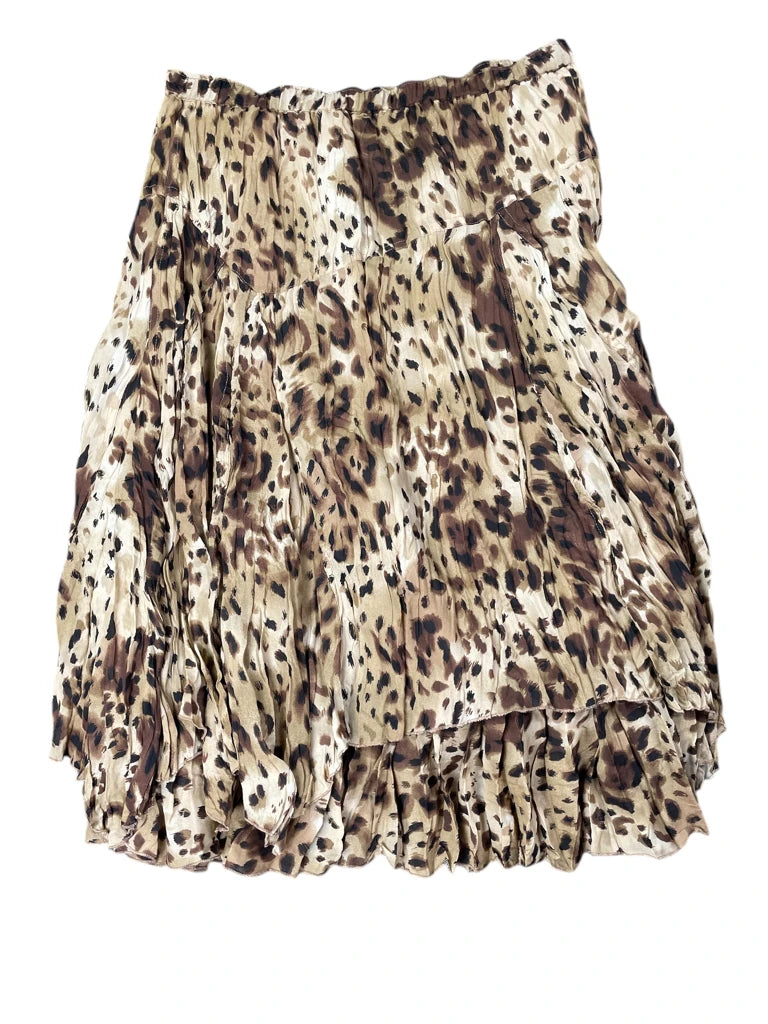 back view, Gold animal pattern skirt by Allison Taylor, vintage Y2K second hand piece