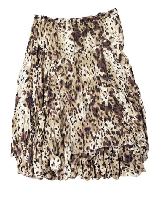 back view, Gold animal pattern skirt by Allison Taylor, vintage Y2K second hand piece
