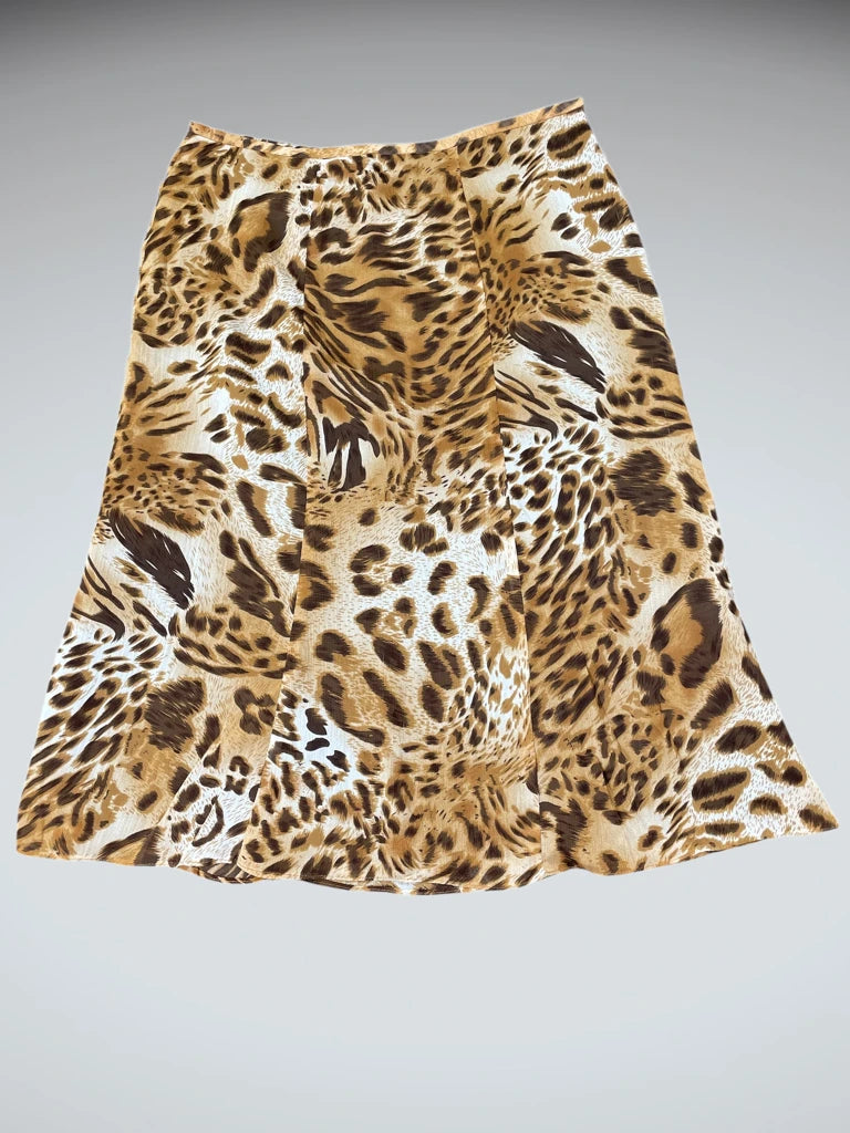 front view, Le Suit cat Midi Skirt (M)Golden Wild, vintage Y2K second hand piece