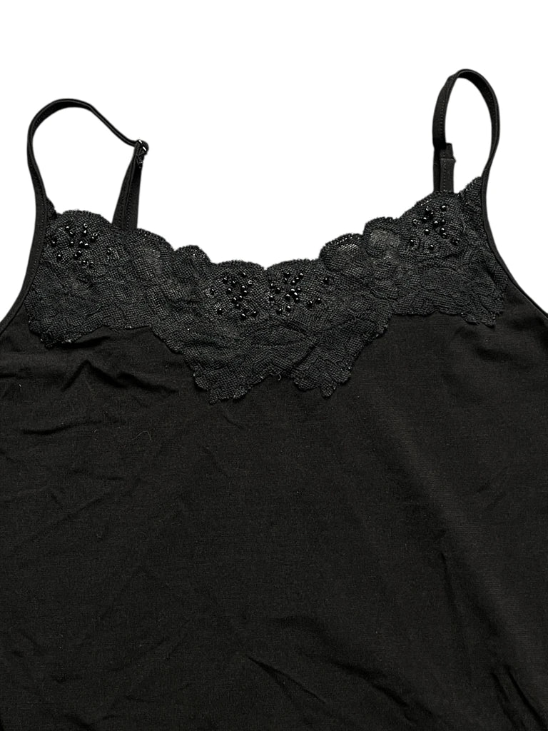 detail view, N Club Wear Black Lace Trim Camisole, vintage Y2K second hand piece, image 4