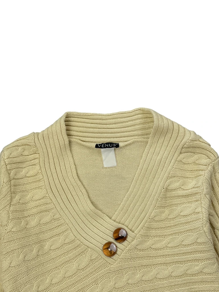 Cream Cable Knit Asymmetrical Sweater (XL)