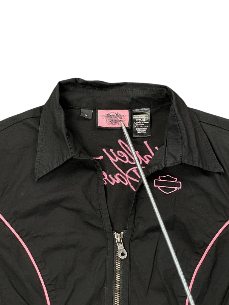 detail view, Harley-Davidson Harley Davidson Black Pink Fitted Biker Shirt, vintage Y2K second hand piece, image 4