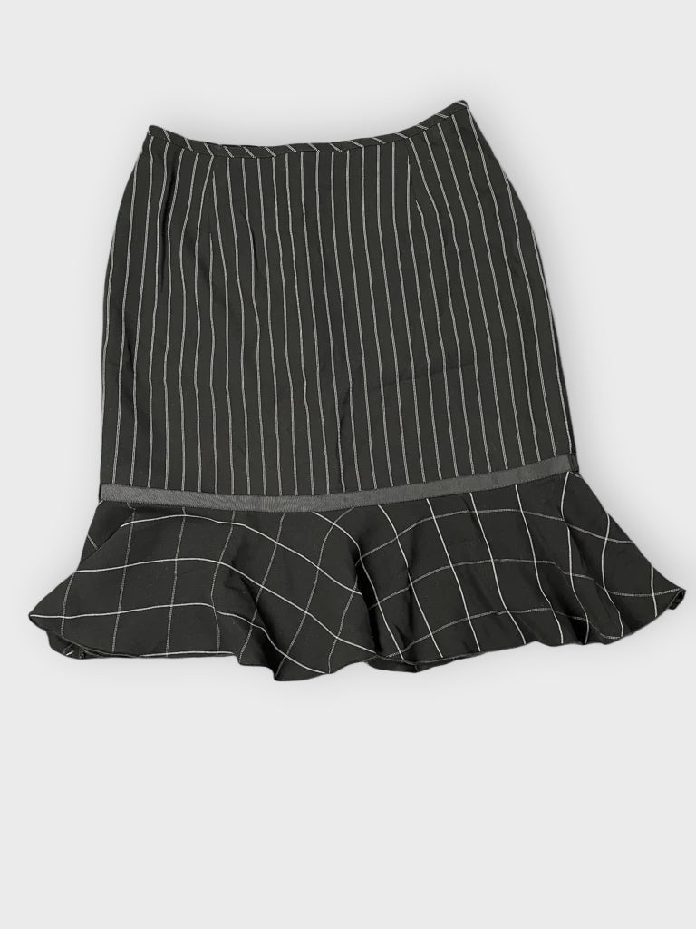 Monochrome Check & Stripe Mini Skirt (M)