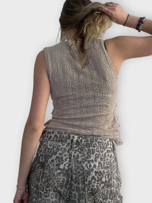 back view, Apt.9 Softcore – Nude Crochet Sleeveless, vintage Y2K second hand piece