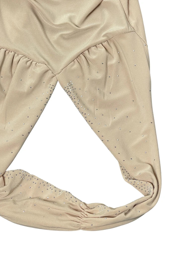 detail view, Beige Rhinestone Halter Neck Top, vintage Y2K second hand piece, image 4