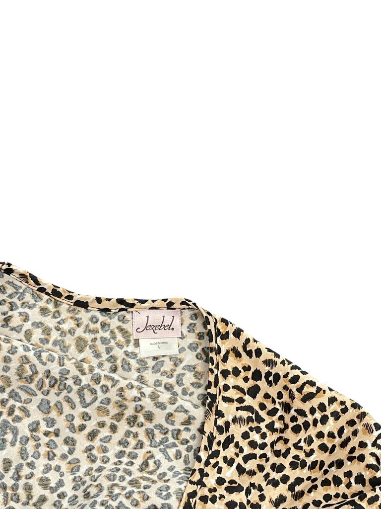 detail view, Jezebel Leopard Lace Slip Top, vintage Y2K second hand piece