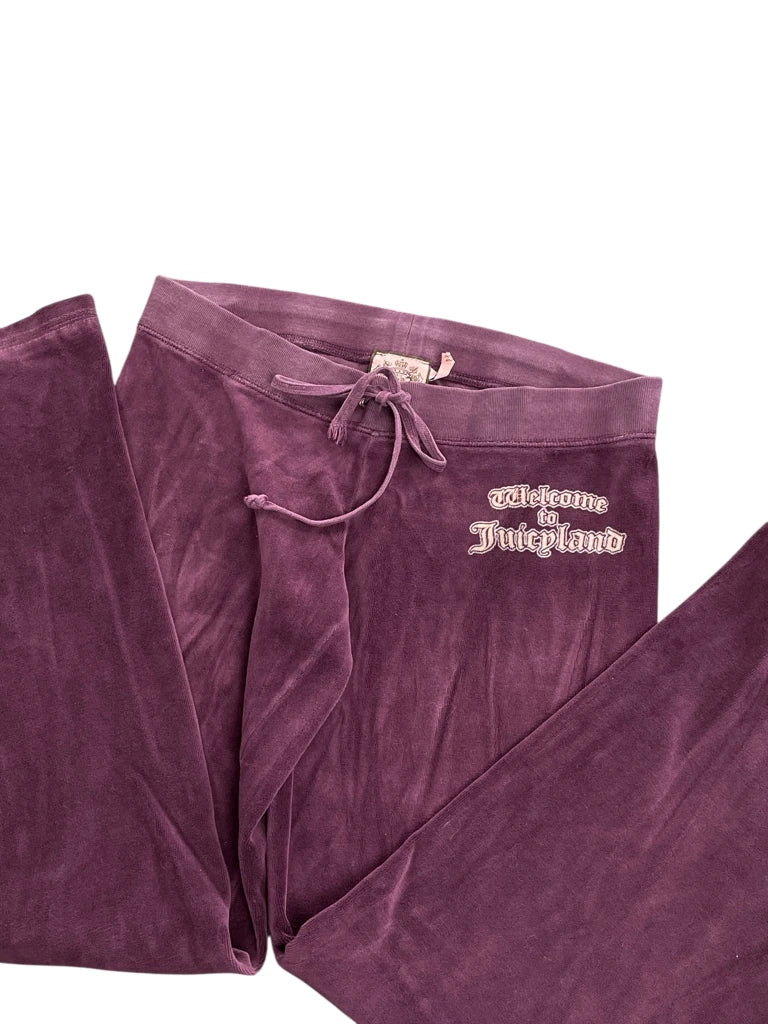detail view, Juicy Couture Royal Purple Velour Lounge Pants, vintage Y2K second hand piece, image 4