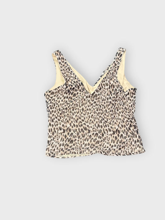 back view, Love Five Beige Leopard Ruched Top, vintage Y2K second hand piece