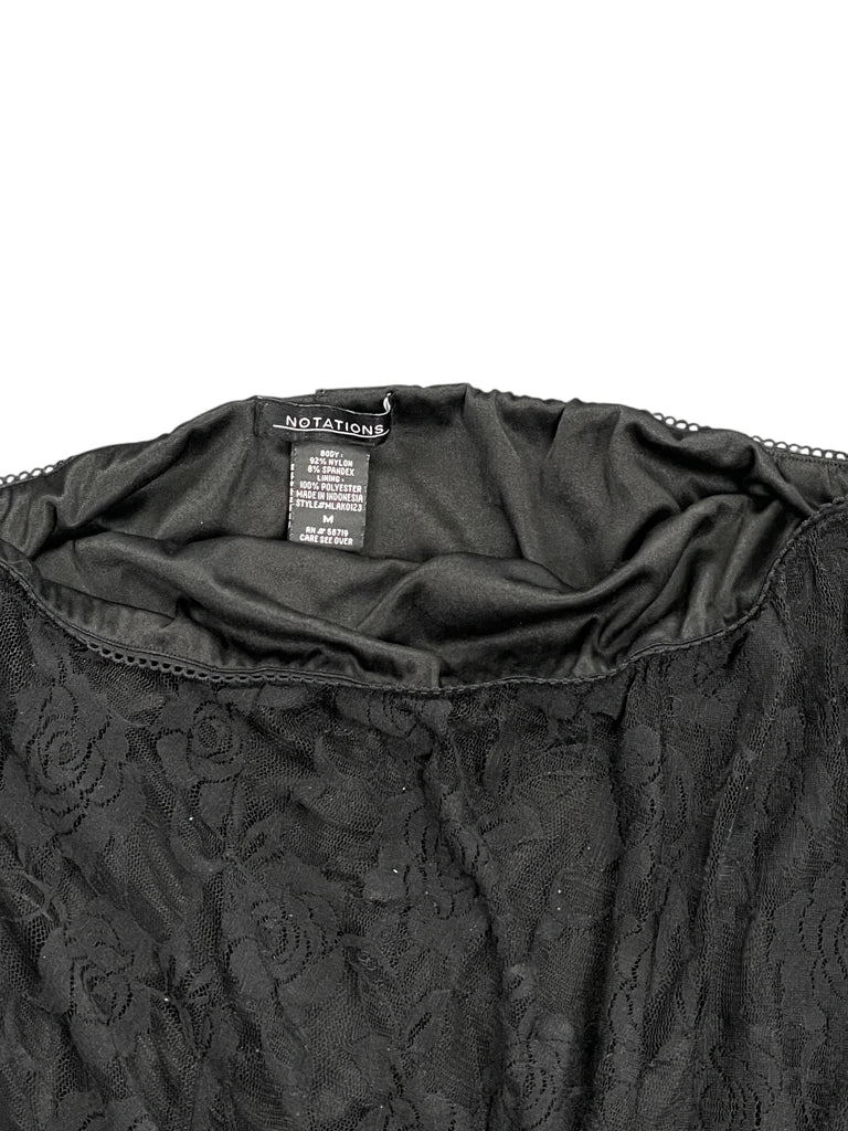 detail view, Notations Black Floral Lace Dress, vintage Y2K second hand piece