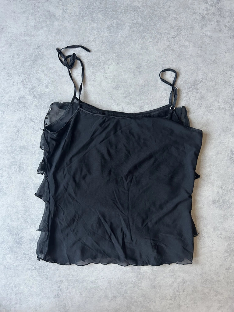 detail view, Phard Y2K Black Strappy Top, vintage Y2K second hand piece, image 7