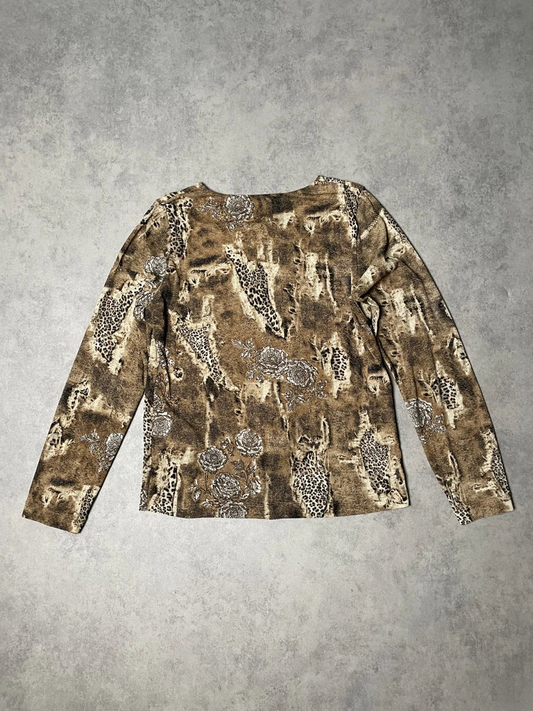 detail view, Evidence Leopard Print Long Sleeve Top, vintage Y2K second hand piece, image 5