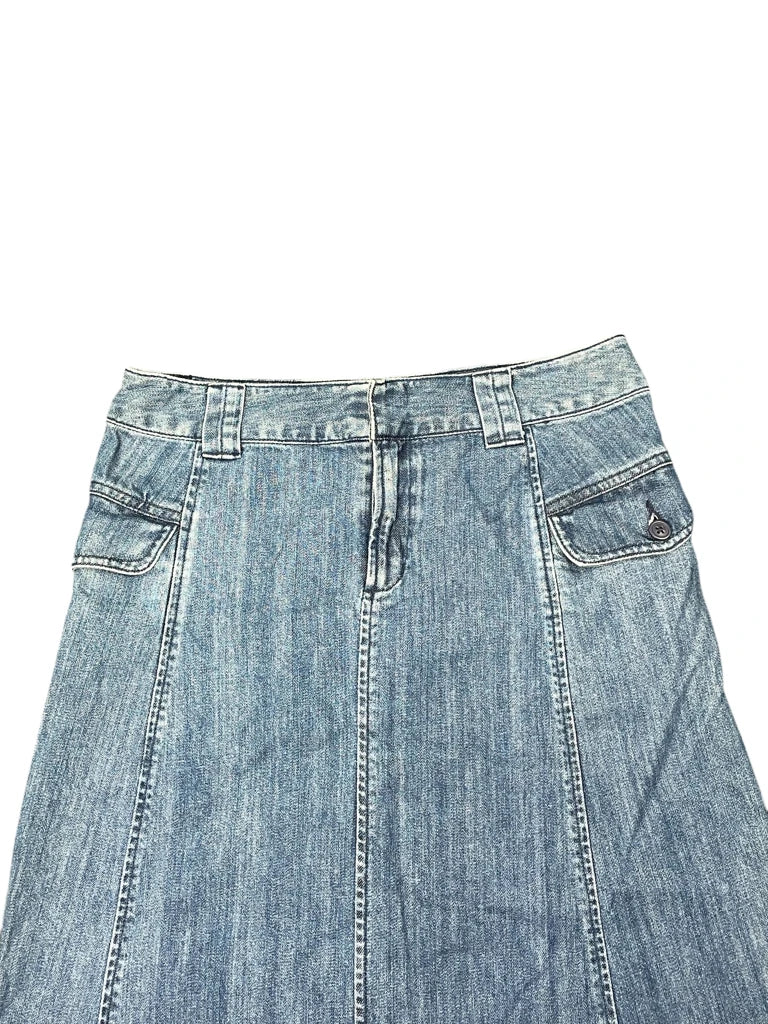 detail view, Eddie Bauer Bauer Long Denim Skirt, vintage Y2K second hand piece, image 4