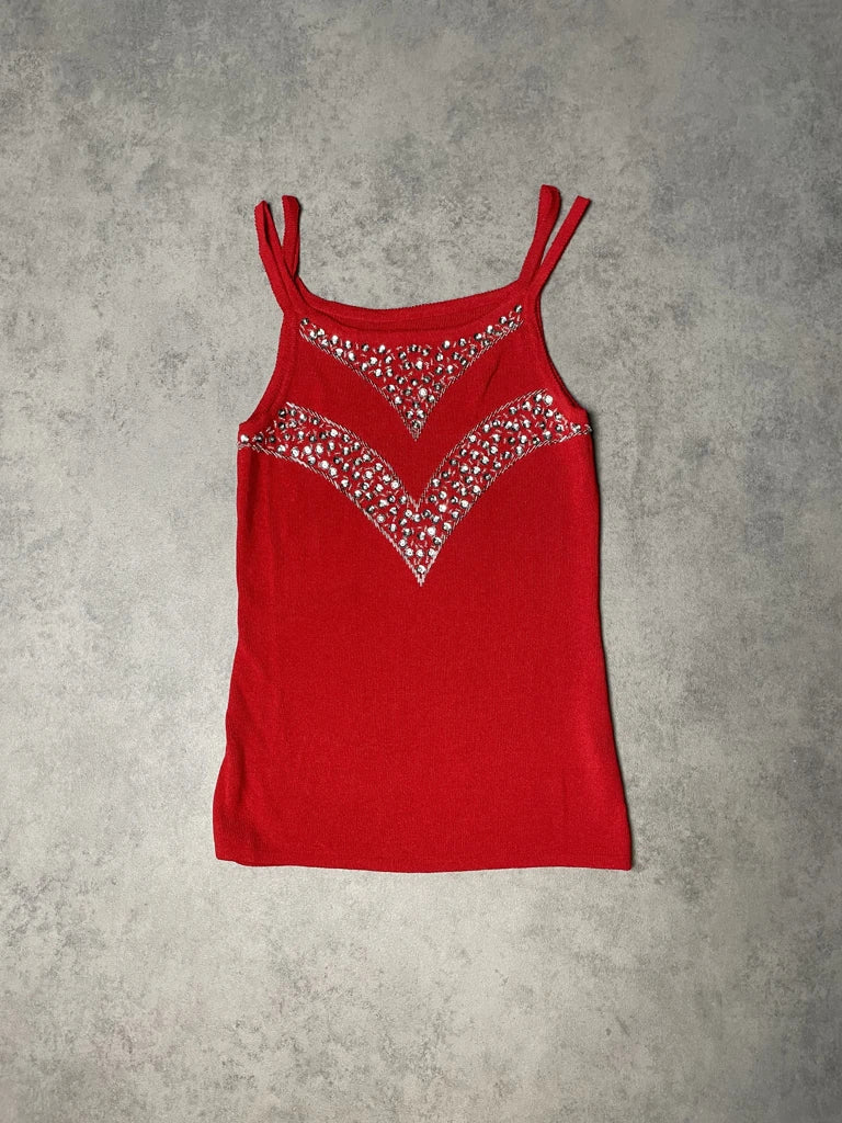 detail view, Red Tank Top, vintage Y2K second hand piece, image 6