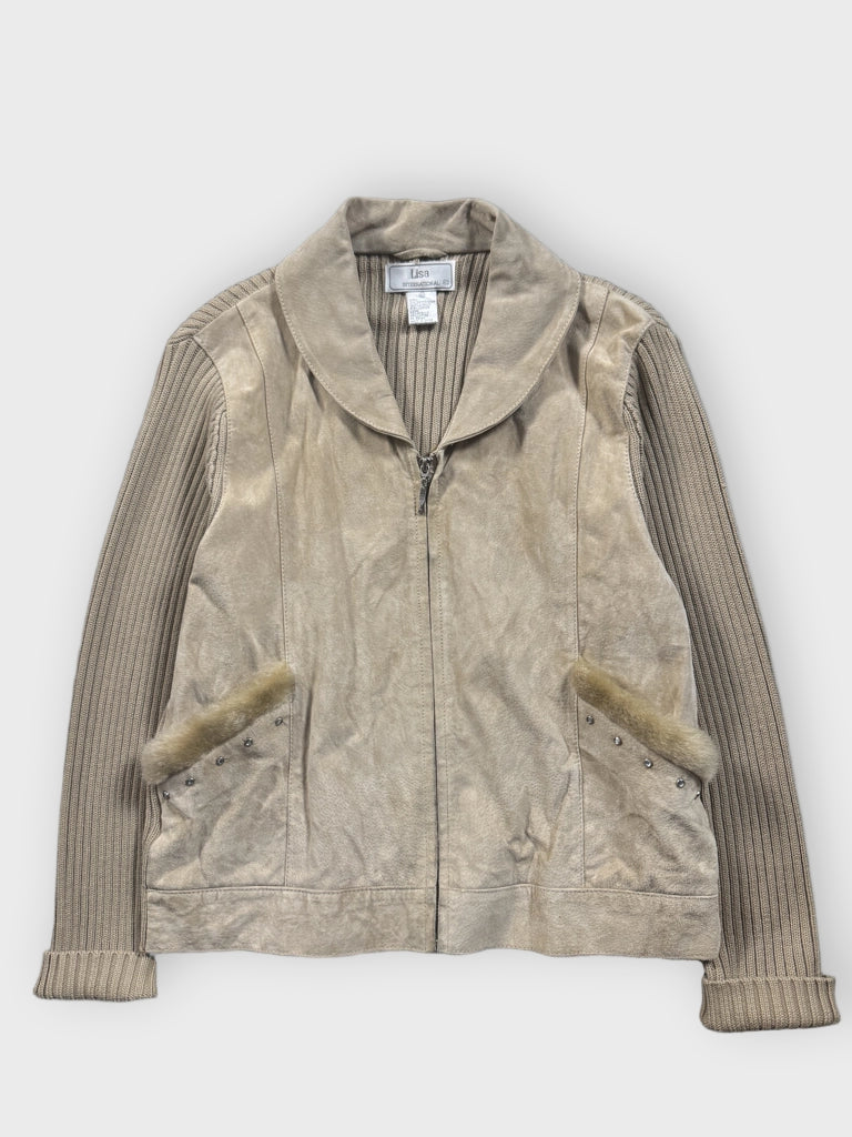 Lisa International Beige Leather Jacket (M)