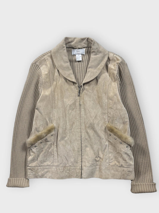 Lisa International Beige Leather Jacket (M)