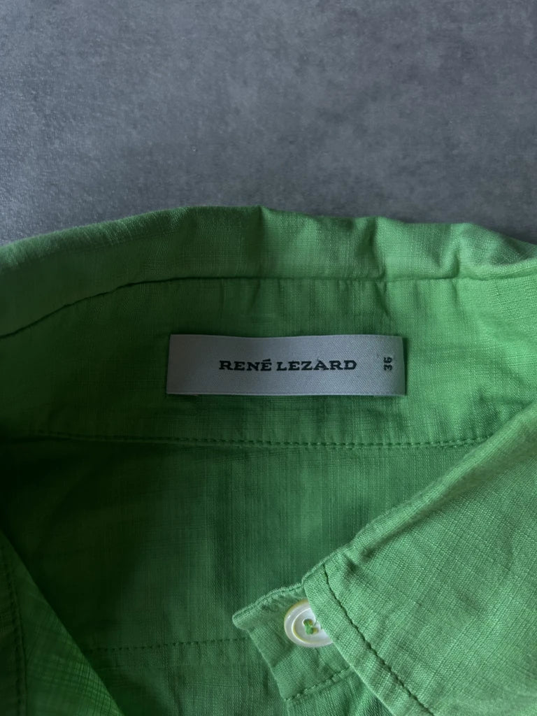 detail view, René Lezard Y2K Green Sleeveless Button-Up Top, vintage Y2K second hand piece