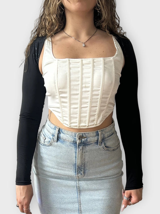 Y2K Black Knit Bolero Shrug (M)