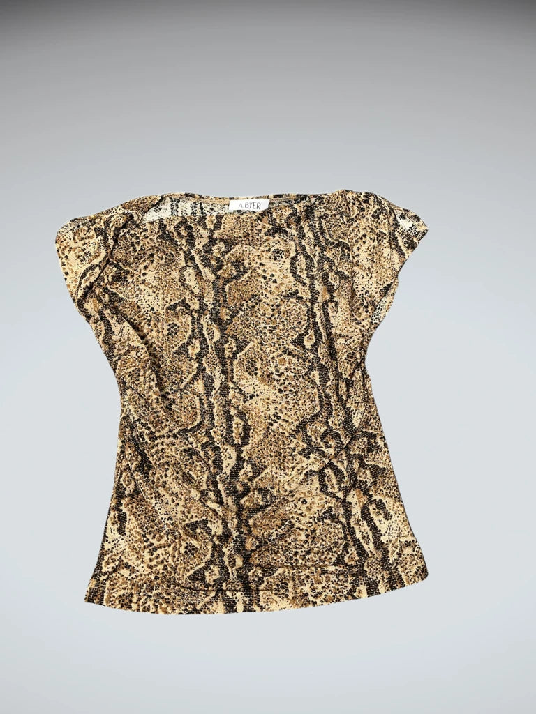 front view, A.Byer Shiny Snakeskin Top, vintage Y2K second hand piece