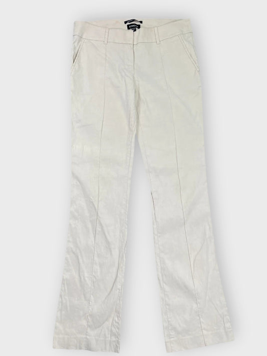 front view, Bebe Beige Linen-Blend Tailored Suit Pants, vintage Y2K second hand piece