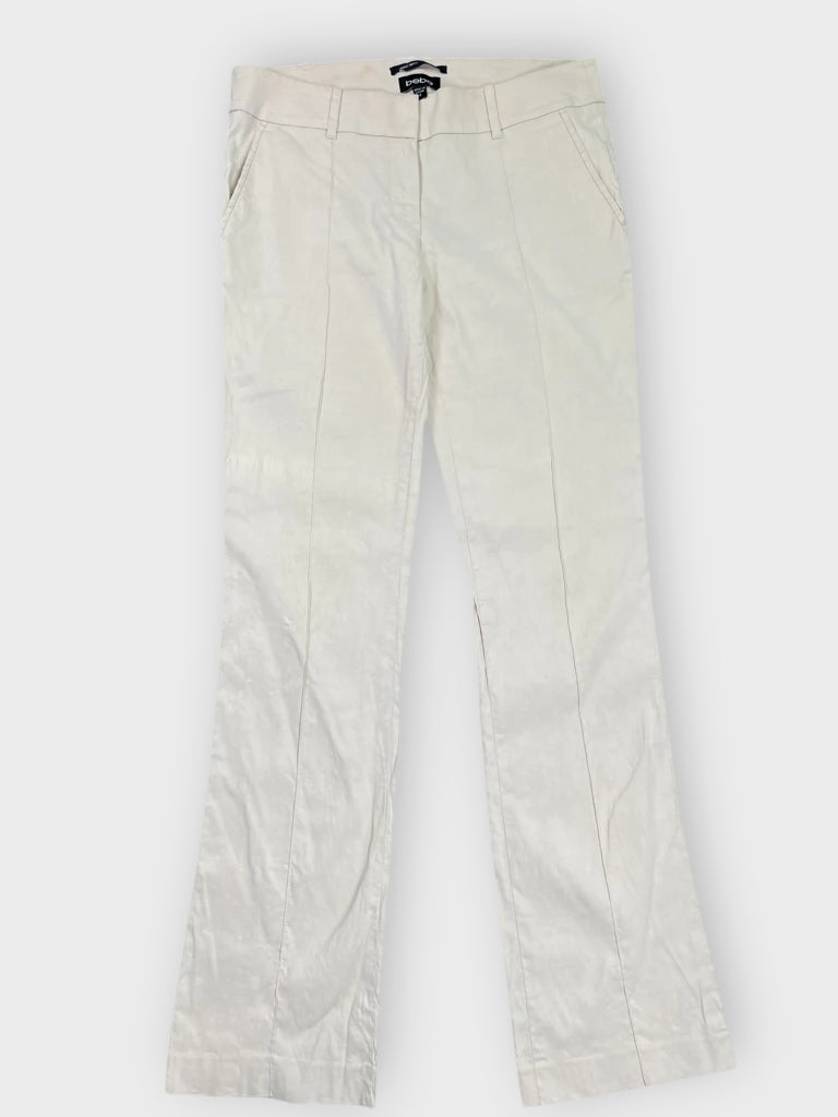 front view, Bebe Beige Linen-Blend Tailored Suit Pants, vintage Y2K second hand piece