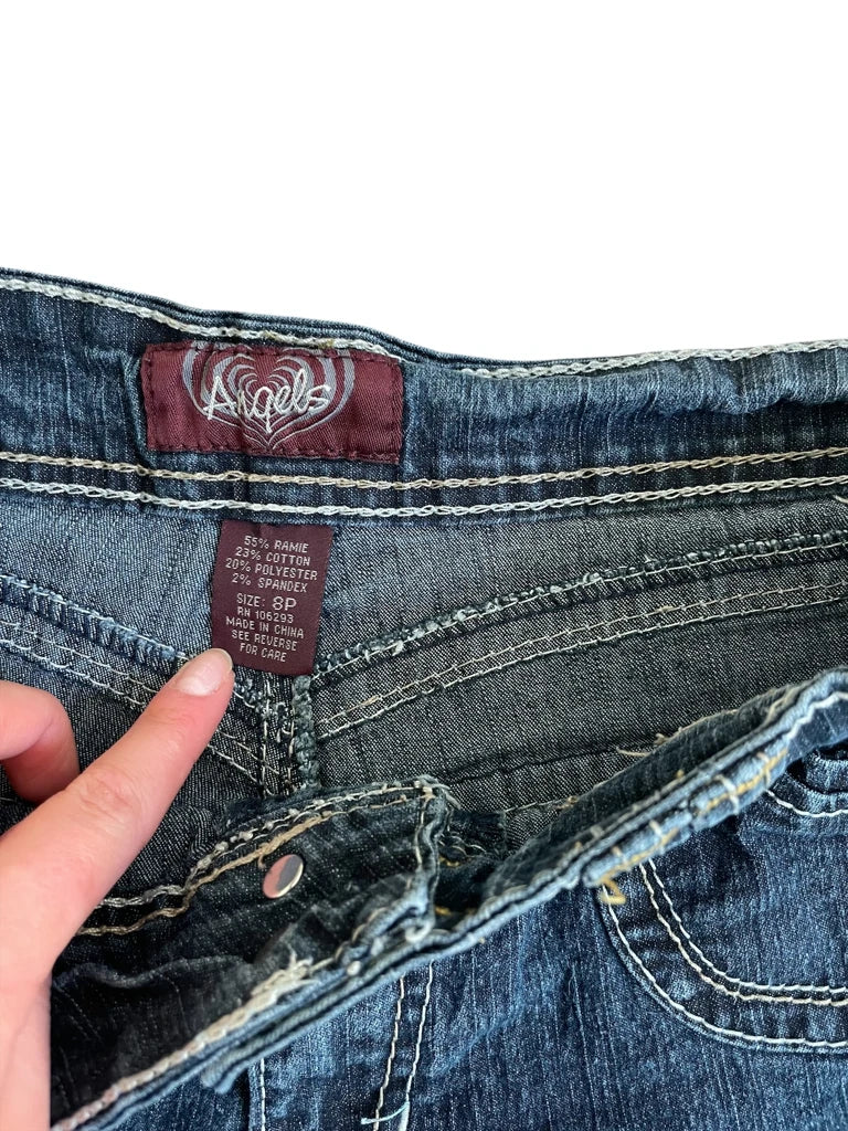 detail view, Angels asphalt heat – double stitch denim shorts (XS?), vintage Y2K second hand piece, image 5