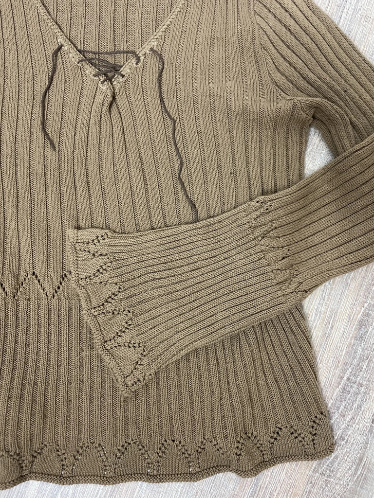 detail view, Knit Zone Brown Sweater, vintage Y2K second hand piece