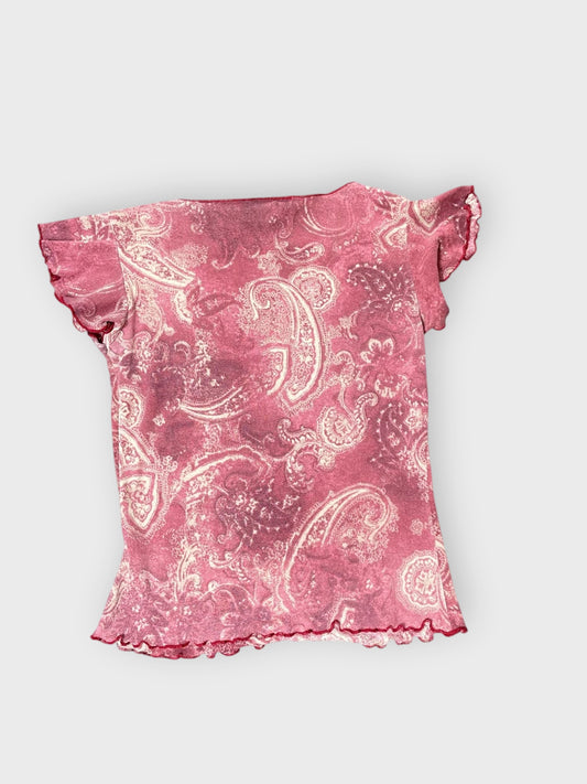 back view, Tom Tom Boho Paisley Mesh Top, vintage Y2K second hand piece