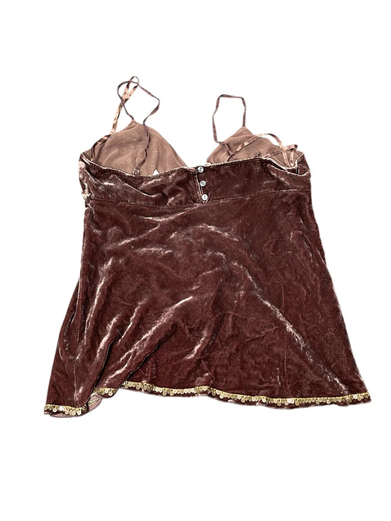 back view, Polo Jeaqns Ralph Lauren Velvet Baroque Dark Brown Camisole, vintage Y2K second hand piece