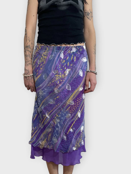 front view, liola purple mesh skirt, vintage Y2K second hand piece