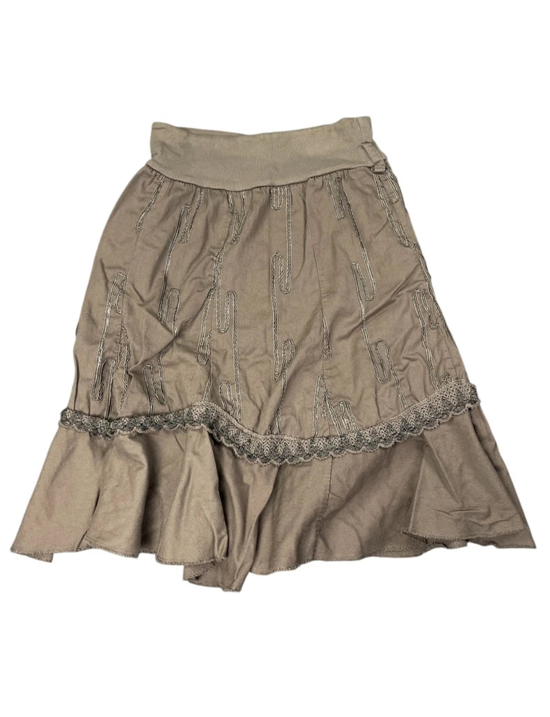 detail view, Earthtone Rope Detail Boho Skirt, vintage Y2K second hand piece