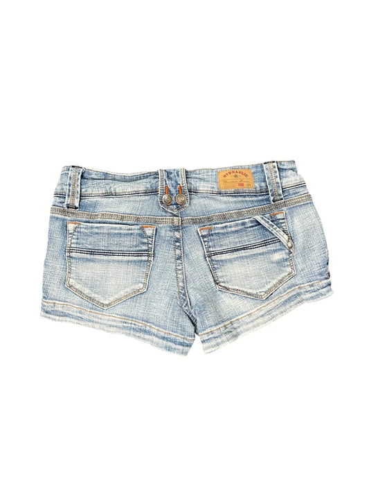 back view, Hydraulic Light Wash Vintage Denim Hotpants, vintage Y2K second hand piece