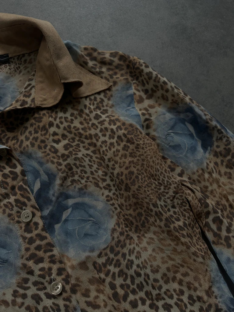 detail view, Mixer Leopard Button-Up, vintage Y2K second hand piece