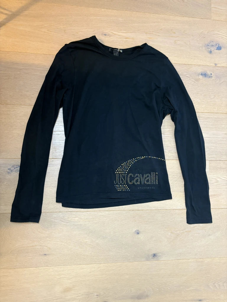 detail view, Just Cavalli Y2K Black Long Sleeve Top, vintage Y2K second hand piece, image 6