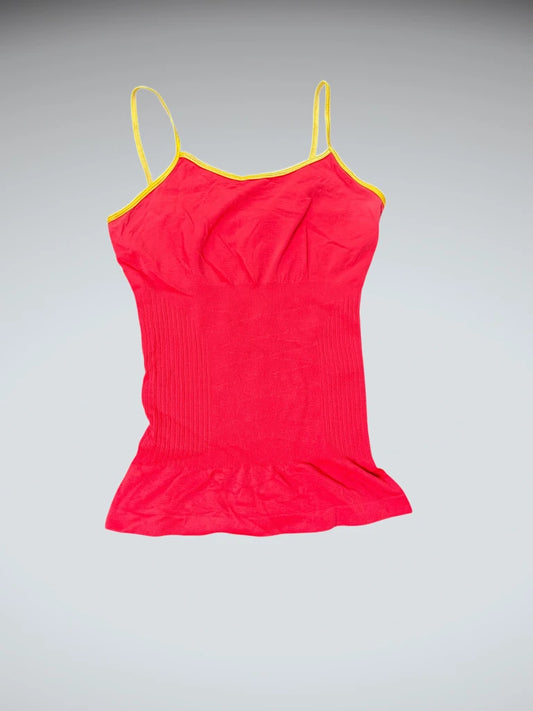 front view, Bacci Pink Contrast Strap Y2K Camisole, vintage Y2K second hand piece