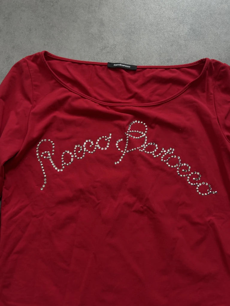 detail view, Roccobarocco Top, vintage Y2K second hand piece
