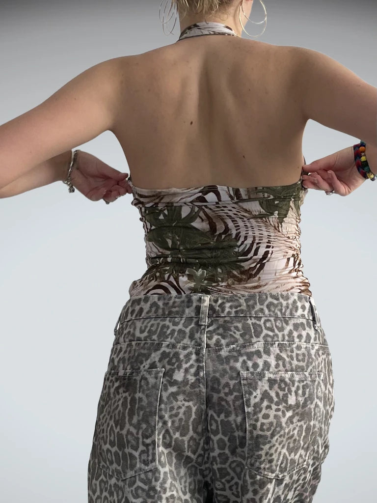 back view, leaf me alone – tropical cami, vintage Y2K second hand piece