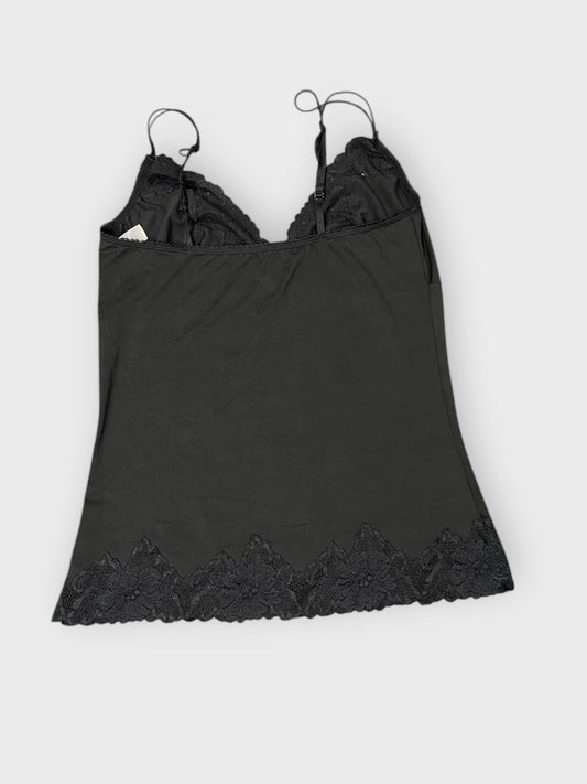 back view, Delicates Black Lace Trim Vintage Top, vintage Y2K second hand piece