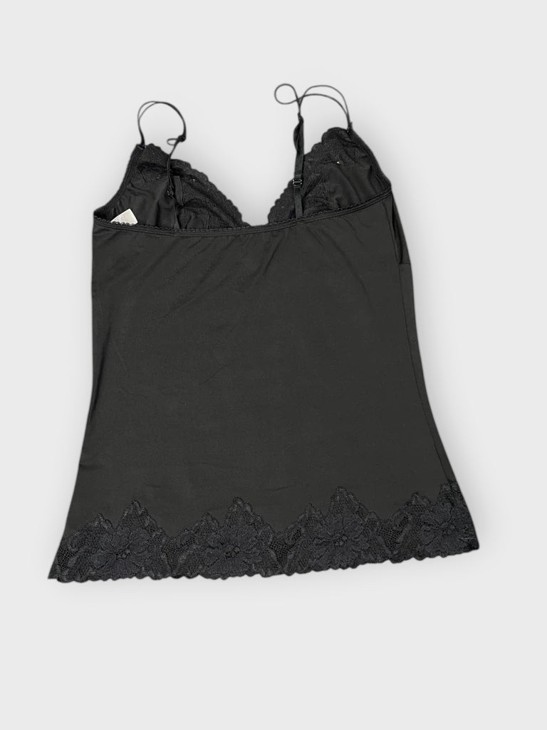 back view, Delicates Black Lace Trim Vintage Top, vintage Y2K second hand piece