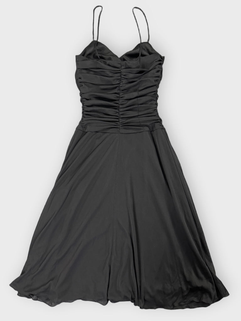 front view, B Darlin Timeless Black Ruched Evening Dress, vintage Y2K second hand piece